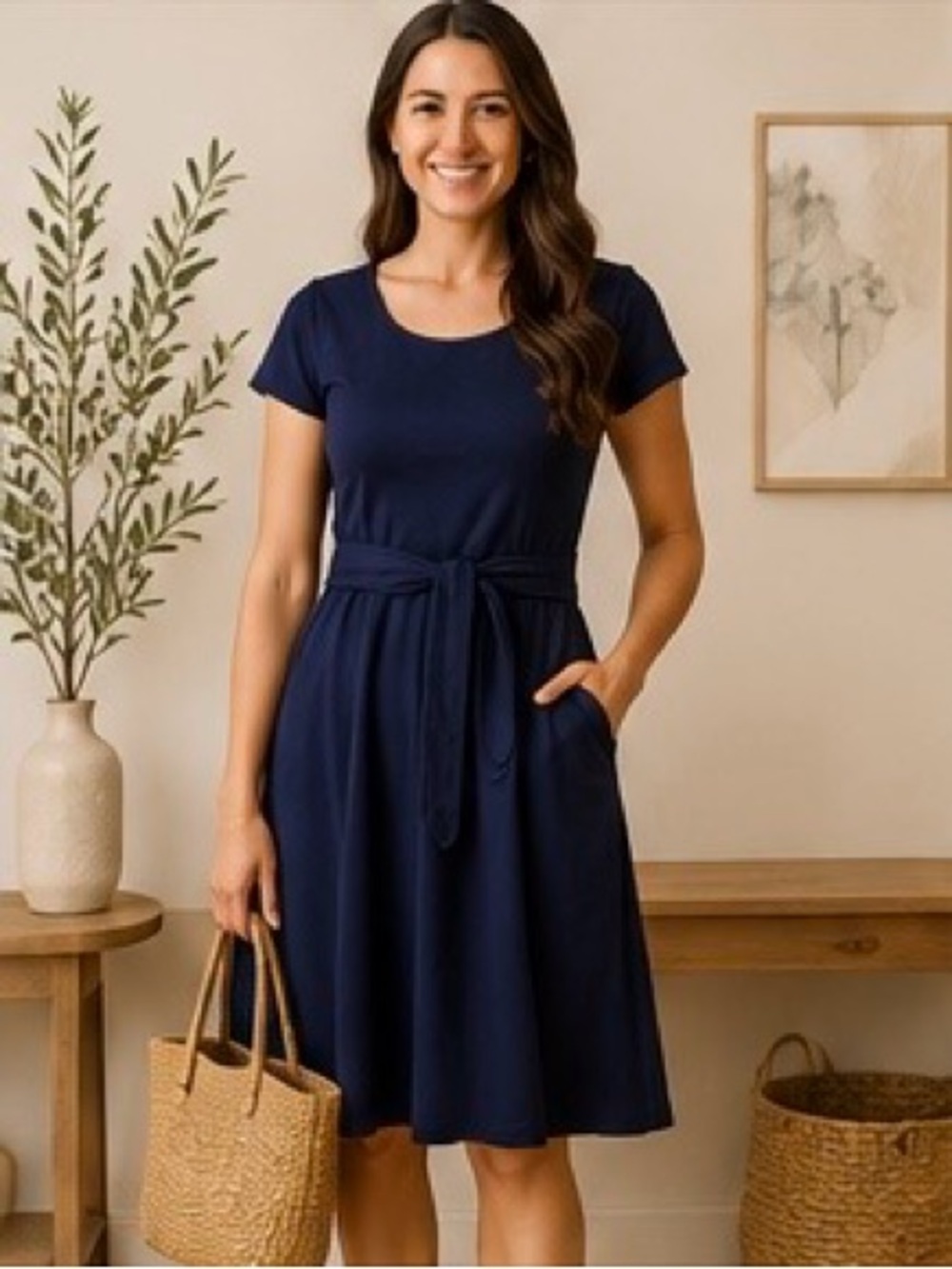 Hope & Henry Organic Cotton
Tie Waist Dress Navy Blue
Women's Size 2 XS NWT